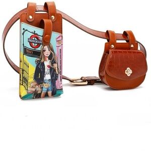 Nikki by Nicole Lee-Double Pouch Belt Bag-Miss Your Call print-LONDON-NWT